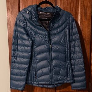 Andrew Marc Teal Quilted Hooded Puffer Jacket